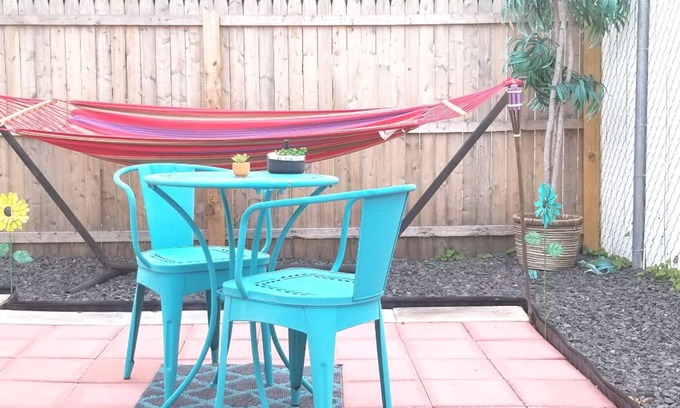 Richwood House | PRIVATE ENTRANCE AND PATIO WITH 60"TV