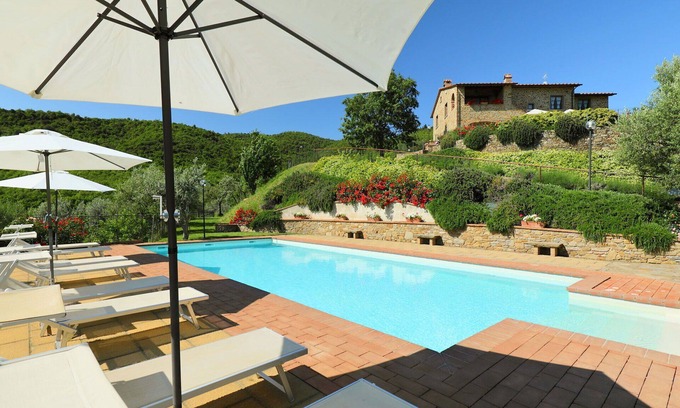 Pieve di Chio Villa | Private Villa with private pool, WIFI, TV, balcony, panoramic view, parking, close to Cortona