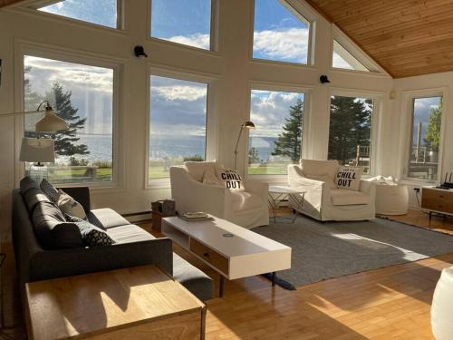 Richmond County Ski Chalet | Private Waterfront Luxury with Hot Tub and Barrel Sauna
