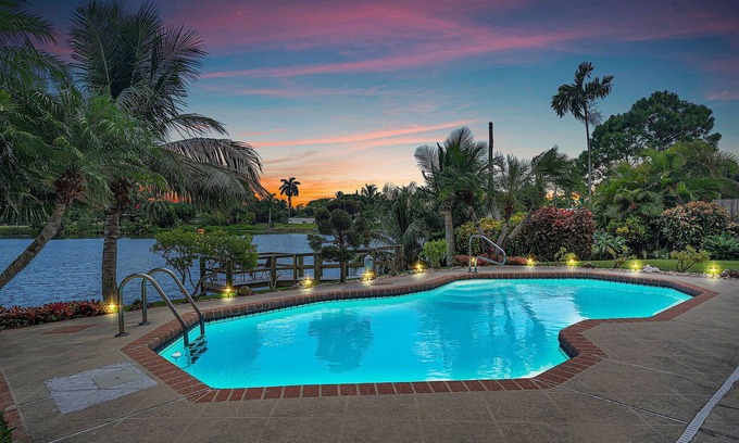 Palm Springs House | Private Waterfront Home, Family Friendly, Heated Saltwater Pool, Close to beach.