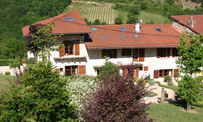 L'Abergement-de-Varey House | Property for rent large landscaped garden and terrace with beautiful view of the valley