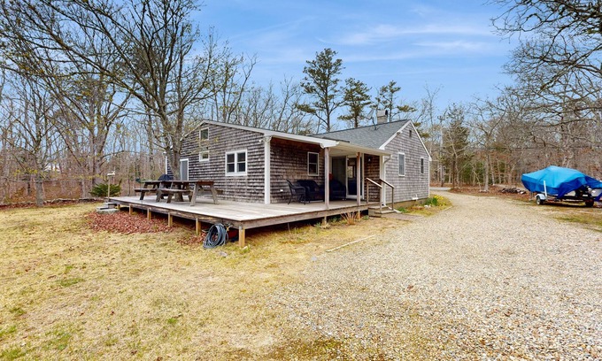 West Tisbury House | Quaint home across from bike paths with large furnished deck, grill, & W/D