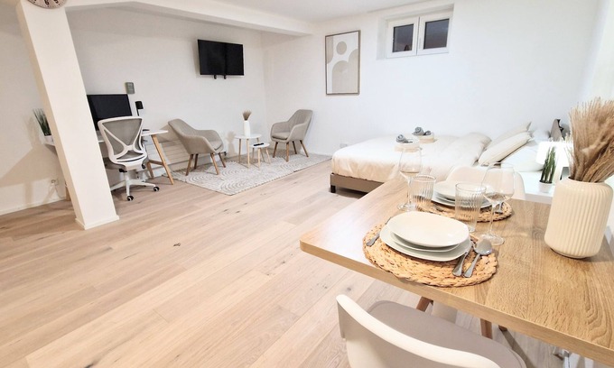 St. Gallen Apartment | Queen-size bed, top-equipped workplace, free parking space