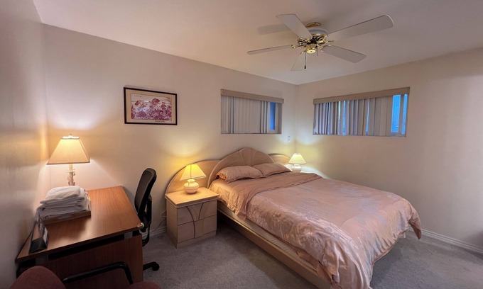 Burnaby House | Queen-sized Bed Room at Metrotown with full bathroom. Couple-Friendly