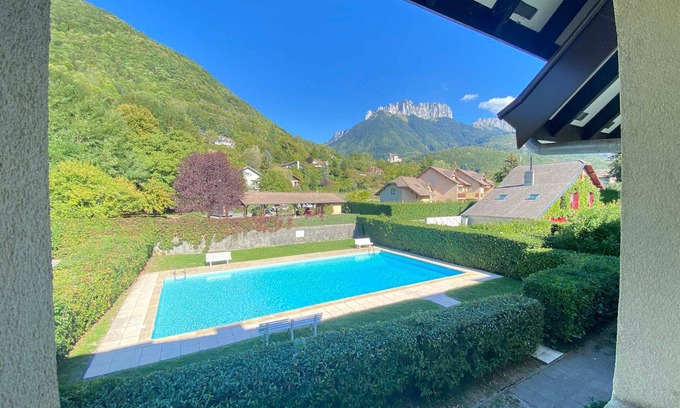 Menthon-Saint-Bernard Apartment | Quiet 3-Room Apartment with Balcony, Pool, 500m from Lake, Near Annecy
