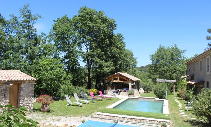 Saint-Victor-des-Oules House | Quiet, air-conditioned, not overlooked, HEATED SWIMMING POOL, 10min from Uzès for 10 and 4 children