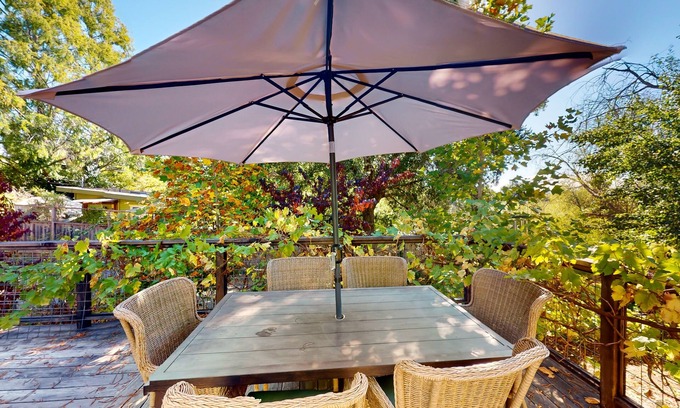 Graton House | Quiet half-acre near wineries with sunlit deck, guest room, & W/D - dog-friendly