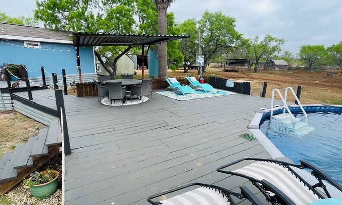 Pleasanton House | Ranch house, cottage, pool, deck, small basketball court, private gated entrance