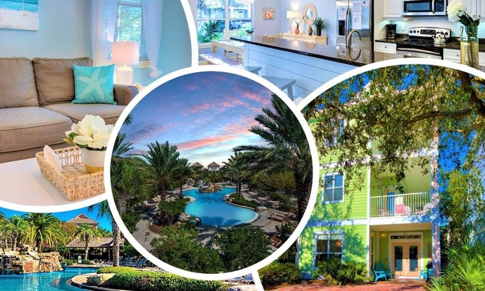Villages of Crystal Beach House | Rare Walk to Beach Lush Resort 30K Gal Pool