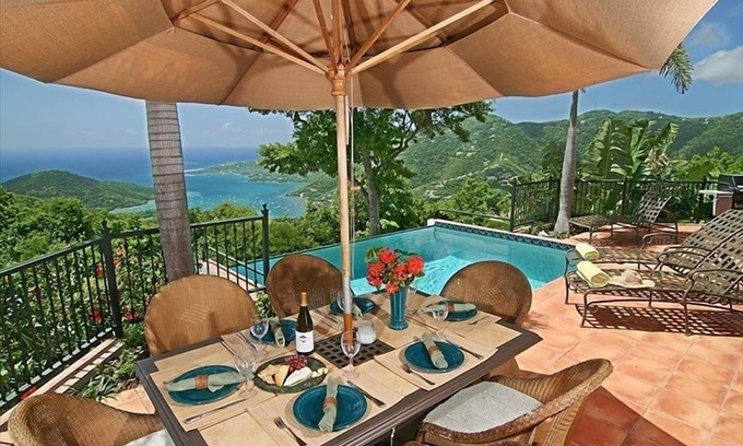 Ajax Peak Villa | Reduced rates in August! Panoramic view over Coral Bay and the BVI's.Sunny pool!