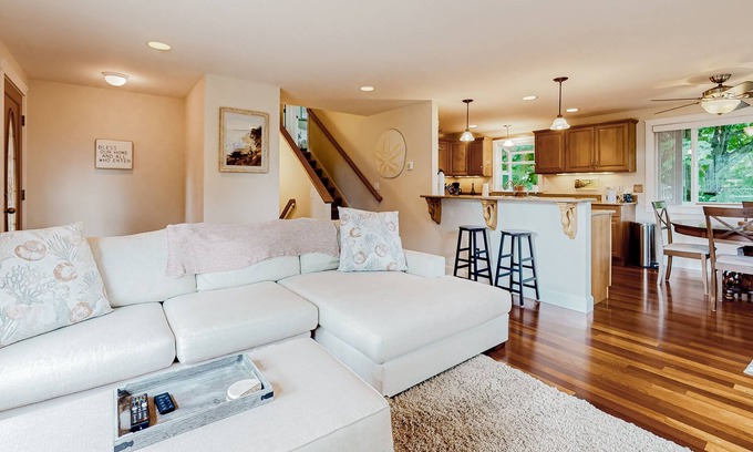 Clinton House | Renovated home in a forest glen with fantastic deck & fireplace - walk to beach