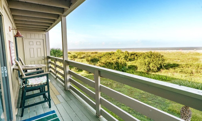 Tybee Island Apartment | Resort views - Huge Balcony - Steps to the beach!