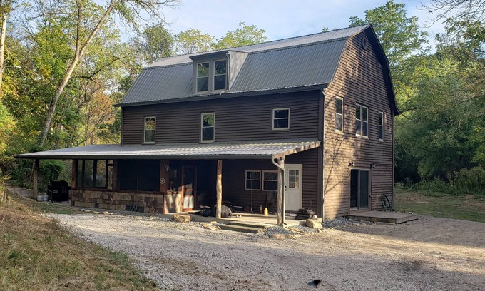 Langsville House | Restored 100-year-old Barn House in Private Forest. Perfect for gatherings.