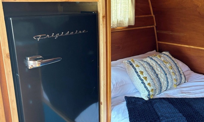 Lava Hot Springs House | Retro Camper full size bed