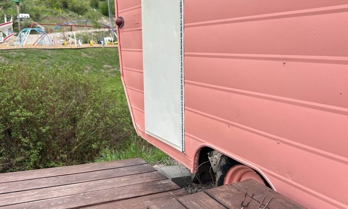 Lava Hot Springs House | Retro Camper full size bed