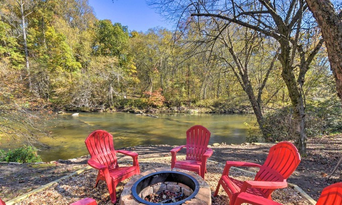 East Ellijay House | Riverfront Ellijay Home w/ Private Deck & Hot Tub!