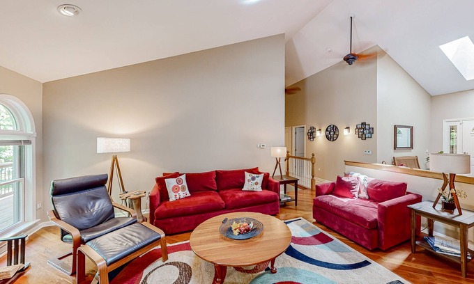 Thompsonville House | Riverfront home with deck & fireplace - near Crystal Mountain & golf courses