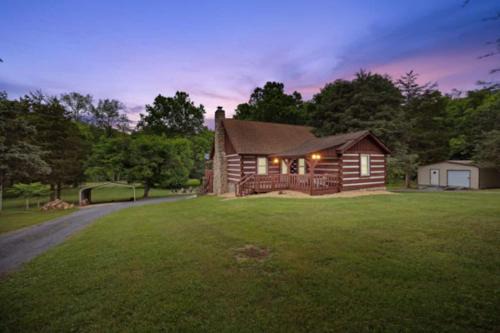 Fishers Hill House | Riverfront Log Cabin Hot Tub, Mtn Views & Hottub