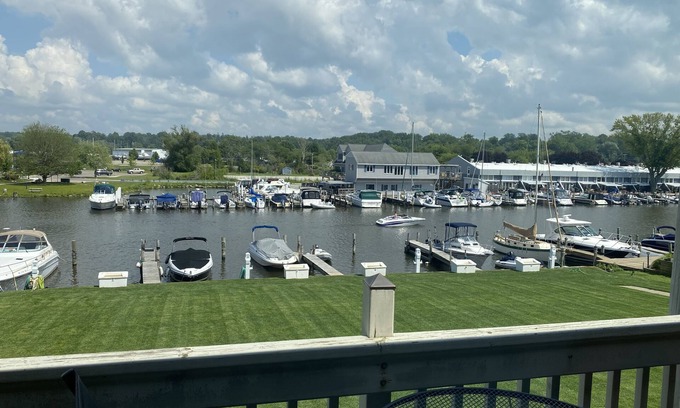 South Haven Condo | Riverfront Retreat! Walk to Downtown/Near Beaches!
