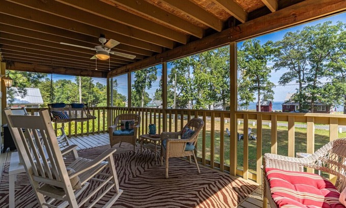 Coles Point House | Riverside Dreams -golfcart-views-screened porch-