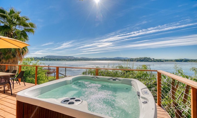 Clear Lake House | Romantic lakefront, hot tub under the stars, huge deck & private dock