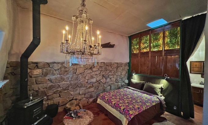 Cerrillos House | Romantic, Rock Carriage House, Hot Tub, Woodstove, Kitchen on Historic Property