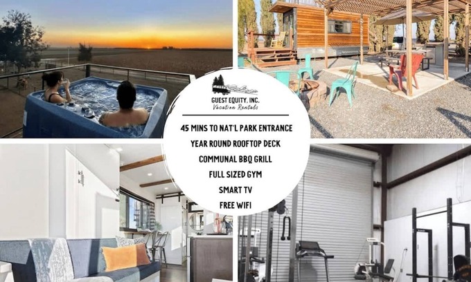 Tulare Apartment | Rooftop Spa! Tiny Cargo Home, Farm Experience
