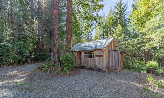 McKinleyville Apartment | Rustic cabin w/deck, BBQ - beneath a canopy of redwood trees