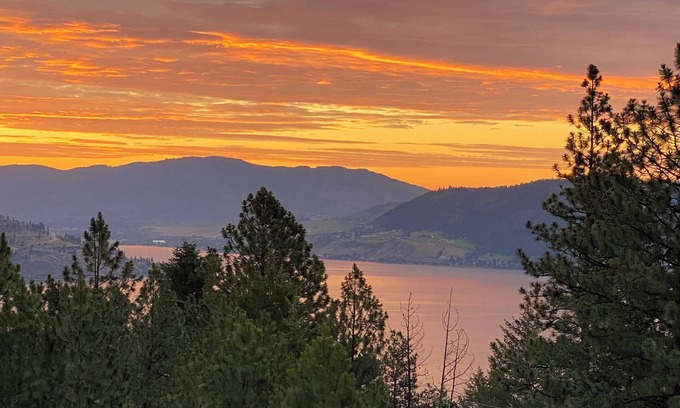 Westshore Estates House | Rustic Panoramic Okanagan Lake View Walkout Suite, Sleeps 7 & Pet friendly