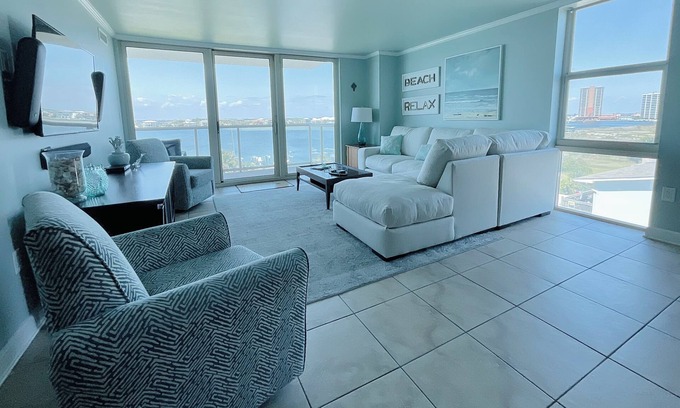 Villa Sabine Condo | Sabine 4D, Waterfront, Sleeps 6-Corner Unit -Sunset Views from every room!