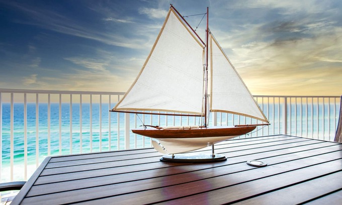 West Panama City Beach Condo | Sail Away to Emerald Isle 1210 2m to Pier Park Beach Front 2 Frnt Row Beach Chrs