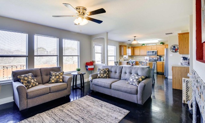 Solana Ridge House | San Antonio Home with Large Yard, Fire Pit and Pergola
