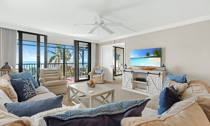 Beachview Country Club Estates Condo | Sanibel Full Gulf View Beachfront Condo! 3BR, 2 Bath, Pool, Tennis, Pickleball!
