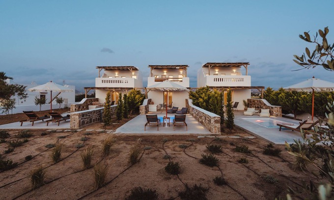 Naxos Villa | Santo Concept Luxury Black Villa with Pool & outdoor Jacuzzi Sea Views