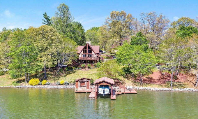Goodview House | Scenic Waterfront A-frame with hot tub and dock