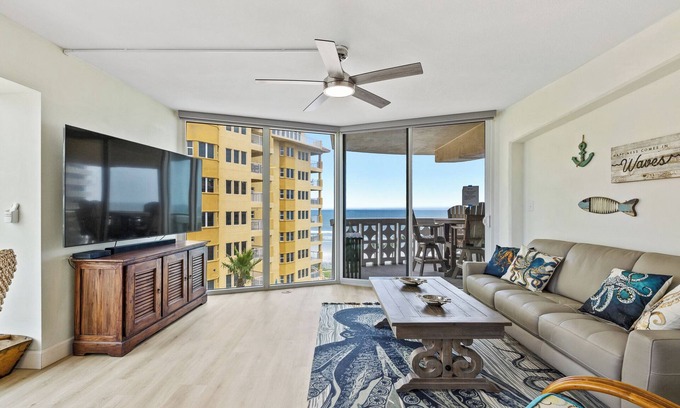 New Smyrna Beach Condo | Sea Forever! Beachfront Golden Arms #501 ~ Walk to shopping, dining & night life on Flagler Ave.