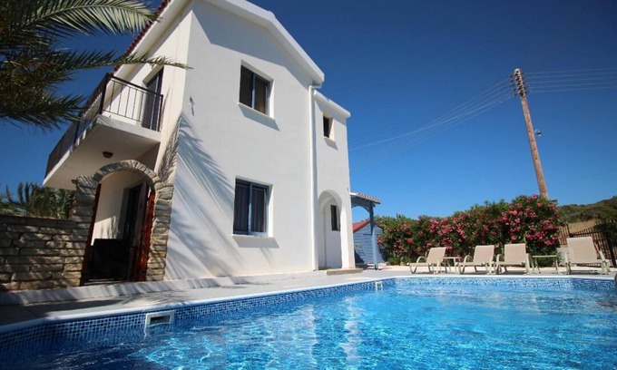 Agios Georgios Pegeias Villa | Sea View Villa - 8m Private Pool (Heated Option) and Hot Tub