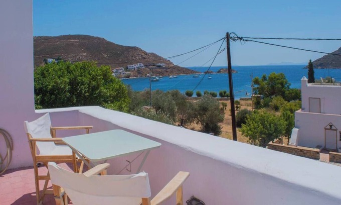 Grikos Apartment | Sea View Patmos 2 Bd Flat with Balcony