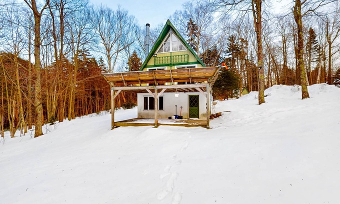 Waitsfield House | Secluded A-frame chalet with deck, patio, & 2 kitchens - near slopes