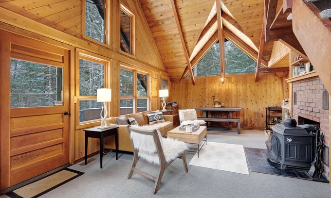 West Dover Ski Chalet | Secluded dog-friendly chalet in the woods w/fireplace, jetted tub, deck, & grill