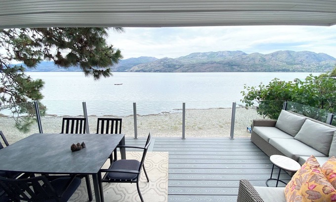 Central Okanagan Cabin | Seclusion Bay, Luxury Lakeside Cabin 9. Stunning beachfront on Okanagan Lake.