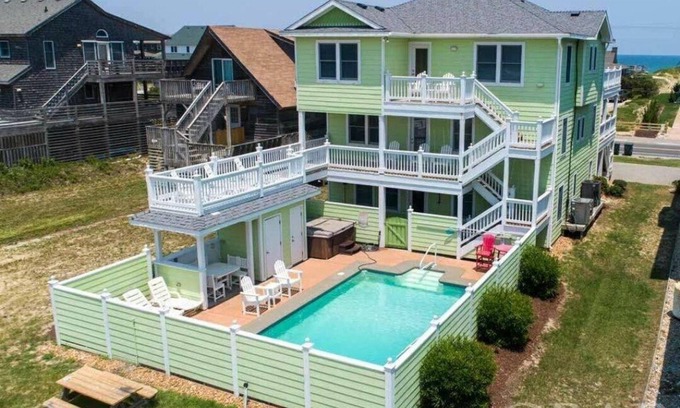 Nags Head House | Semi-Oceanfront, Heated Pool and Hot Tub!