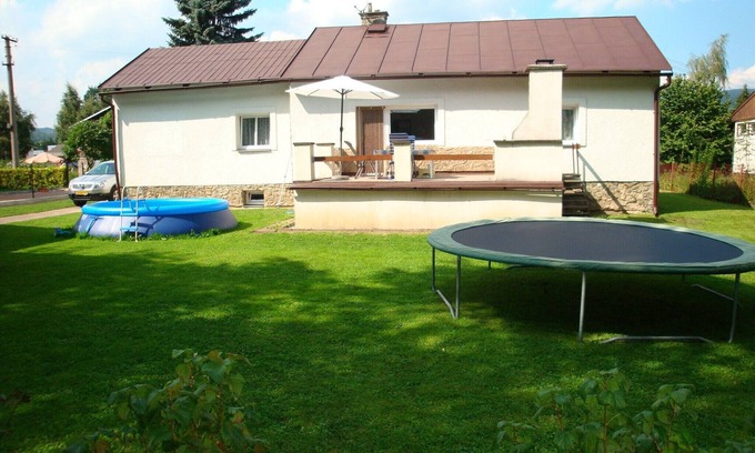 Mlade Buky House | Serene Holiday Home in Mladé Buky with small pool, Trampoline & Skiing Nearby