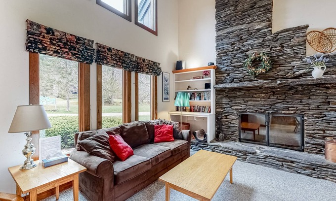 Waitsfield House | Serene riverfront townhouse with pool, tennis, basketball, washer/dryer, & WiFi