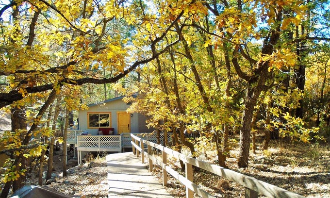 Flagstaff House | Serene, Wooded Home with Cozy Deck and Firepit! 1 Mile to Downtown!