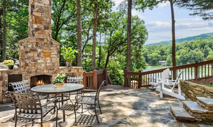 Lake Lure House | Serenity Lodge on Lake Lure - Lakefront, 3 BR + Bonus Room, 3.5 BA, Outdoor Fireplace