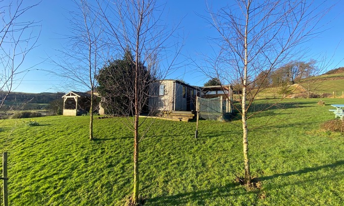 Newbridge Cabin | Shepherds Hut-1 Bed-Hot Tub -views