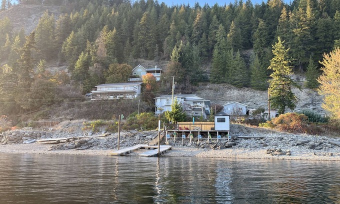 Tappen House | Shuswap lake house with private beach,dock, multiple decks