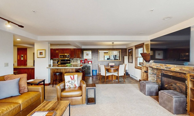 Steamboat Springs Condo | ski-in/out condo with fireplace, washer/dryer, pool, & hot tubs