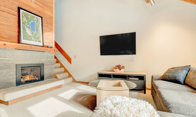 Tahoe Woods House | Ski-in/ski-out townhome with fireplace, pool, hot tub & on-site ski/sled hill